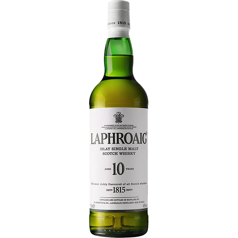 Laphroaig 10 Batch 15 Schotse maltwhisky in een groene fles met wit etiket.